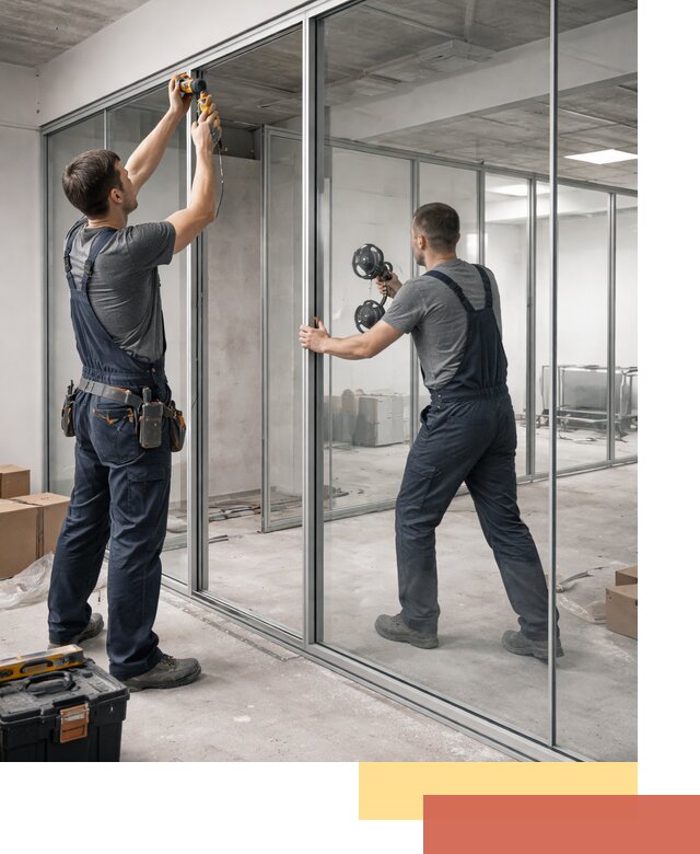 Алюминиевые перегородки со стеклом в Котласе — изготовление и монтаж