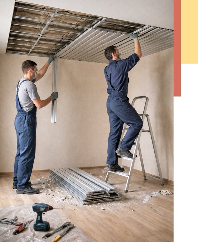 Демонтаж реечного потолка в Котласе от 4663 руб. быстро и недорого | ОТДЕЛОЧНИК-Ктл