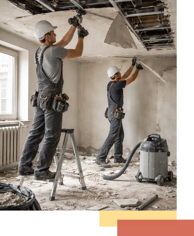 Демонтаж гипсокартонного потолка в Котласе быстро и аккуратно