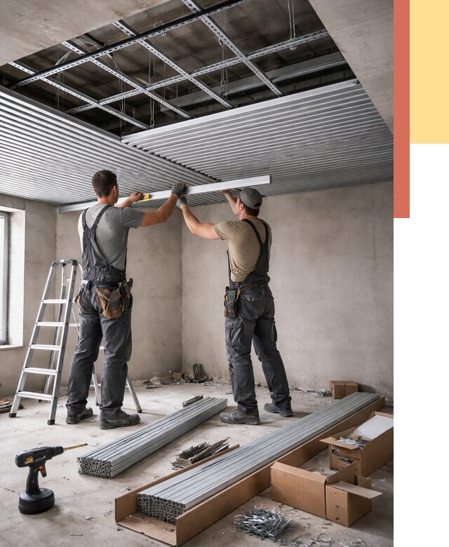 Монтаж реечного потолка в Котласе от 4663 руб. под ключ | ОТДЕЛОЧНИК-Ктл