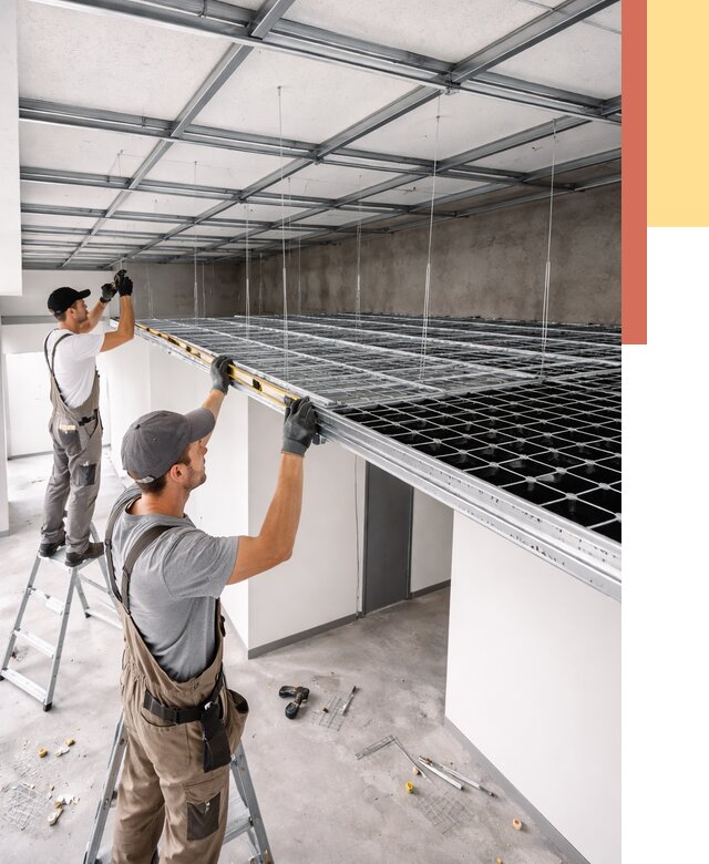 Монтаж потолка грильято в Котласе от 466 руб./м² — быстрая сборка под ключ | ОТДЕЛОЧНИК-Ктл