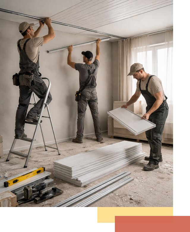 Монтаж потолка из ПВХ панелей в Котласе оперативно и качественно