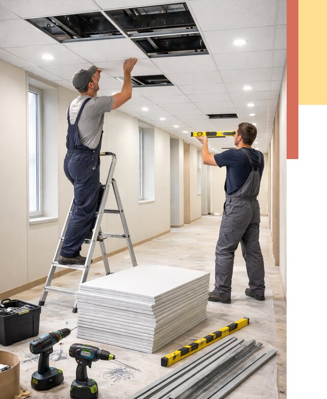 Ремонт потолка Армстронг в Котласе от 4663 руб. — быстро и недорого | ОТДЕЛОЧНИК-Ктл