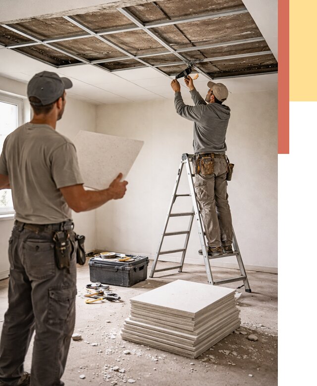 Замена плит подвесного потолка в Котласе от 1814 руб. быстро и недорого | ОТДЕЛОЧНИК-Ктл