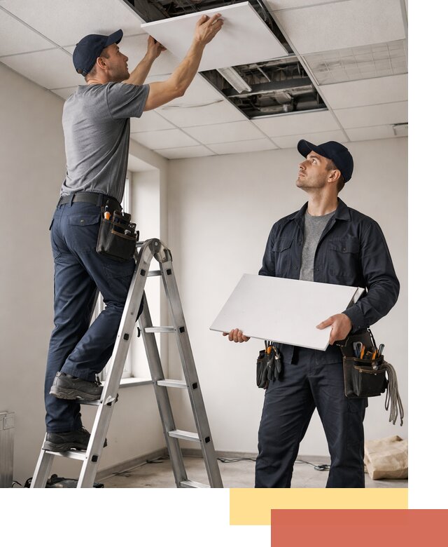 Обслуживание подвесного потолка в Котласе — ремонт и чистка