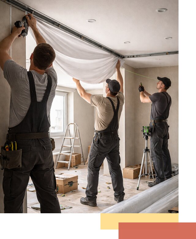 Монтаж парящего натяжного потолка под ключ в Котласе