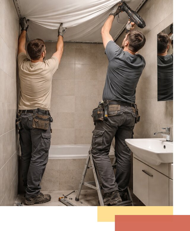 Монтаж натяжного потолка в ванной в Котласе быстро и качественно