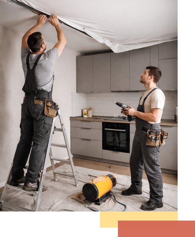 Монтаж натяжного потолка на кухне в Котласе