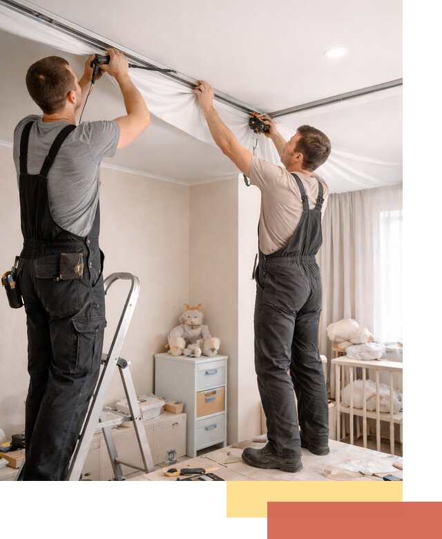 Монтаж натяжного потолка в детской комнате в Котласе