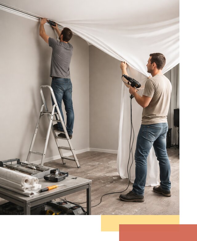 Монтаж натяжного потолка в студии в Котласе