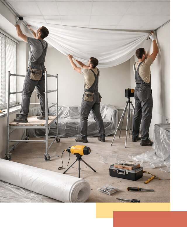 Монтаж натяжного потолка в офисе в Котласе