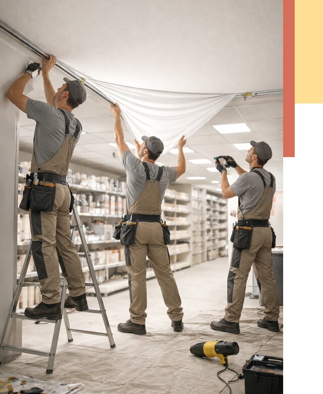 Монтаж натяжного потолка в магазине в Котласе от 4663 руб. быстро и недорого | ОТДЕЛОЧНИК-Ктл