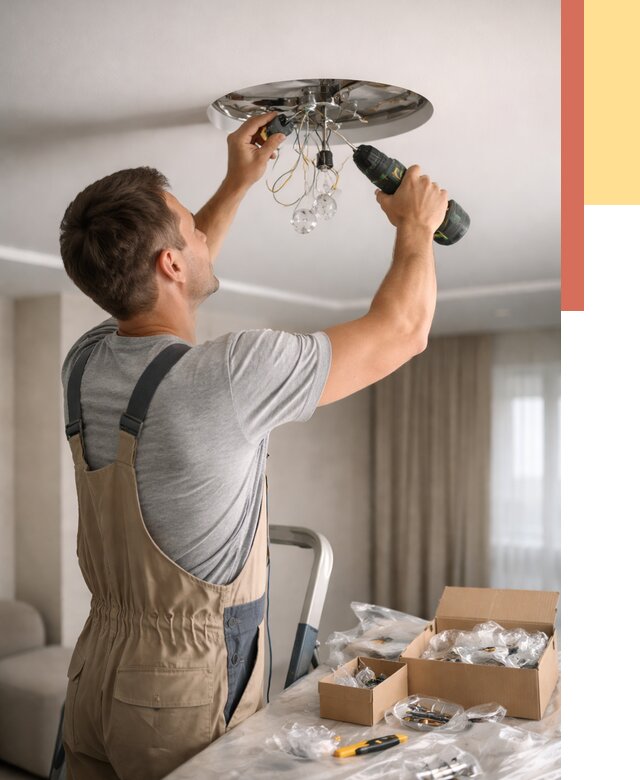 Установка люстры в натяжной потолок в Котласе от 1244 руб. | Быстро и недорого — ОТДЕЛОЧНИК-Ктл