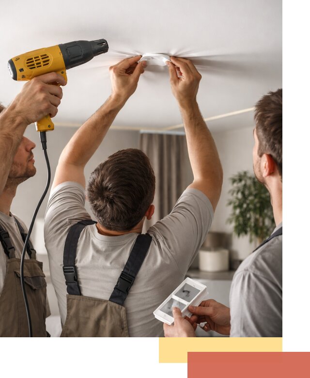 Ремонт прокола полотна натяжного потолка в Котласе