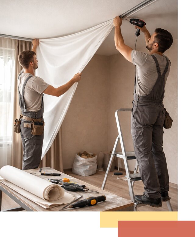 Замена полотна натяжного потолка в Котласе быстро и качественно