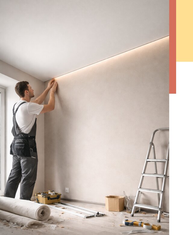 Теневые натяжные потолки в Котласе от 8498 руб. под ключ | ОТДЕЛОЧНИК-Ктл