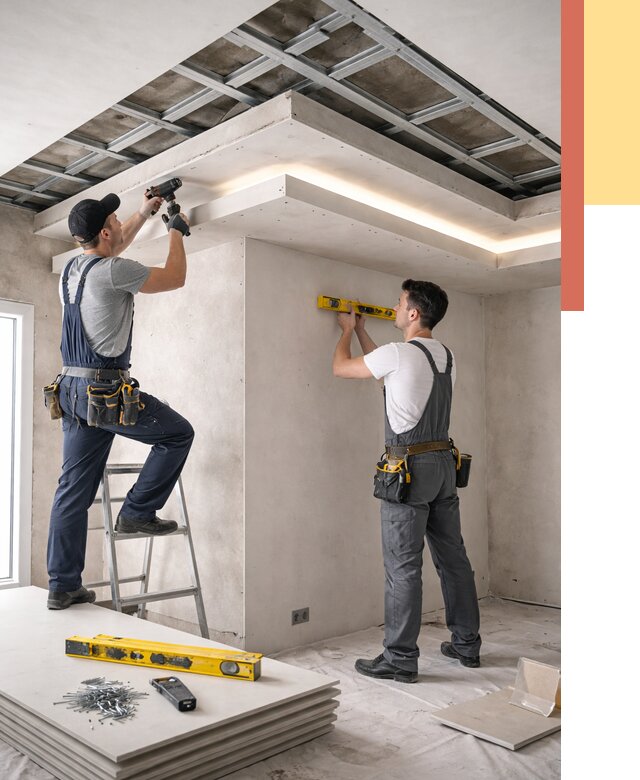 Двухуровневый потолок из гипсокартона в Котласе от 1503 руб. под ключ | ОТДЕЛОЧНИК-Ктл