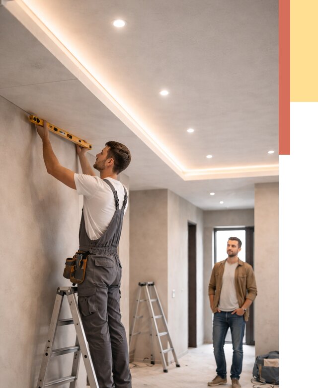 Потолок из гипсокартона с подсветкой в Котласе от 777 руб./м2 под ключ | ОТДЕЛОЧНИК-Ктл