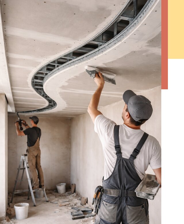 Криволинейный потолок из гипсокартона в Котласе от 2176 руб./м2 | ОТДЕЛОЧНИК-Ктл