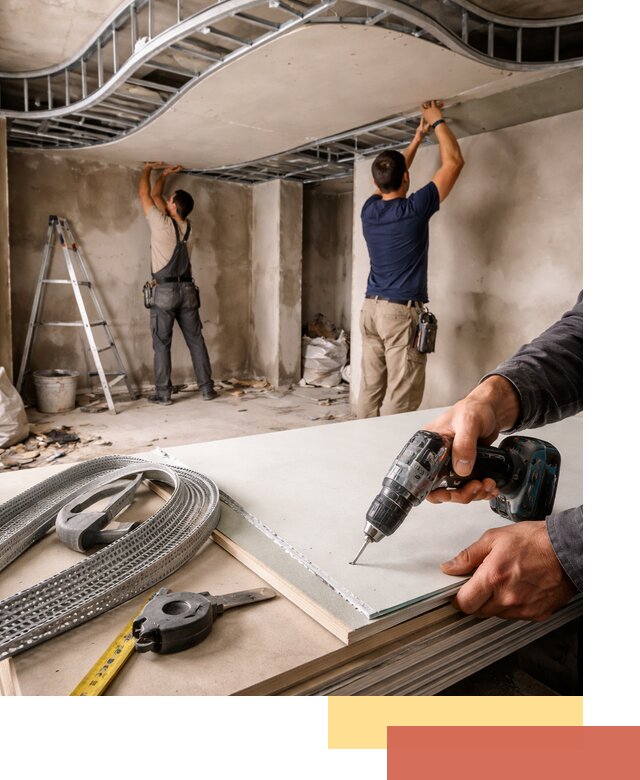 Криволинейный потолок из гипсокартона в Котласе — монтаж и отделка