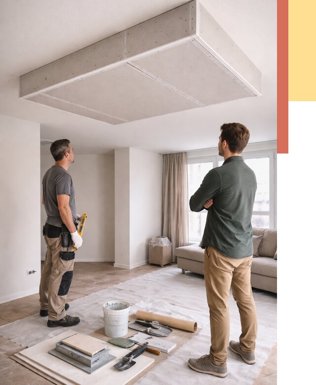 Короб на потолке из гипсокартона в Котласе от 2280 руб. — монтаж и услуги под ключ | ОТДЕЛОЧНИК-Ктл