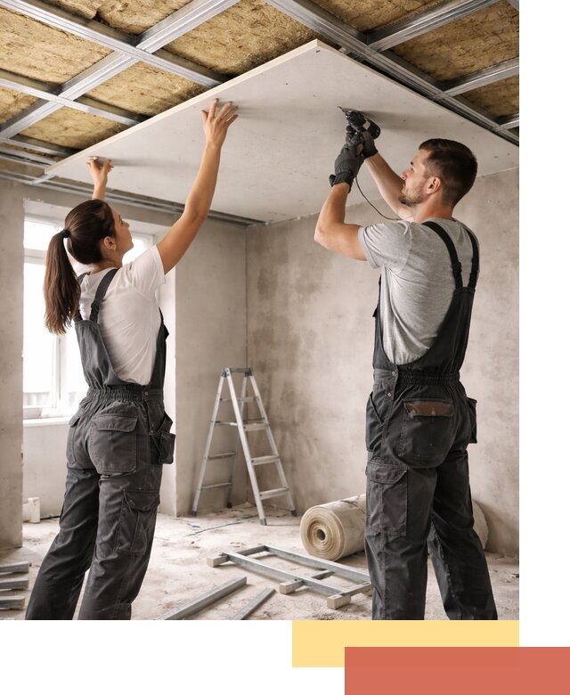 Звукоизоляция потолка из ГКЛ в Котласе профессионально и надежно