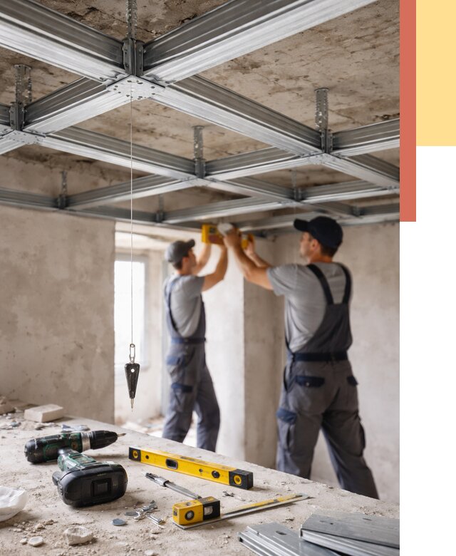 Монтаж каркаса потолка из профиля в Котласе от 4663 руб. — услуги ОТДЕЛОЧНИК-Ктл
