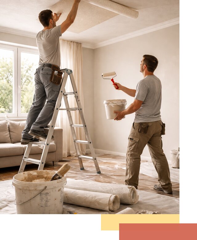 Поклейка обоев на потолок в Котласе — качественно и быстро