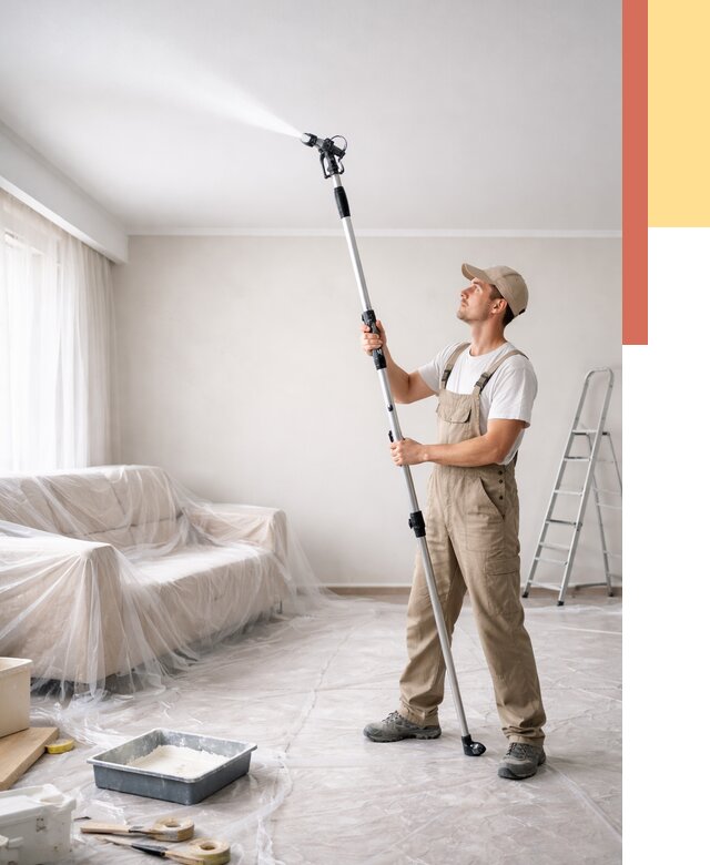 Покраска потолка краскопультом в Котласе от 4663 руб. быстро и недорого | ОТДЕЛОЧНИК-Ктл