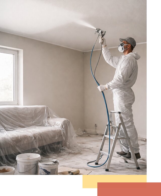 Покраска потолка краскопультом в Котласе быстро и качественно