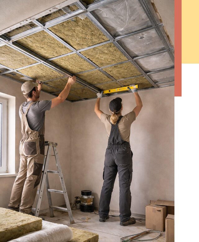 Шумоизоляция потолка в Котласе от 1295 руб. под ключ — услуги ОТДЕЛОЧНИК-Ктл